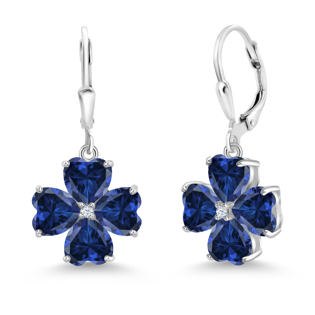 Blue Created Sapphire - September_Earrings in 925 Sterling Silver