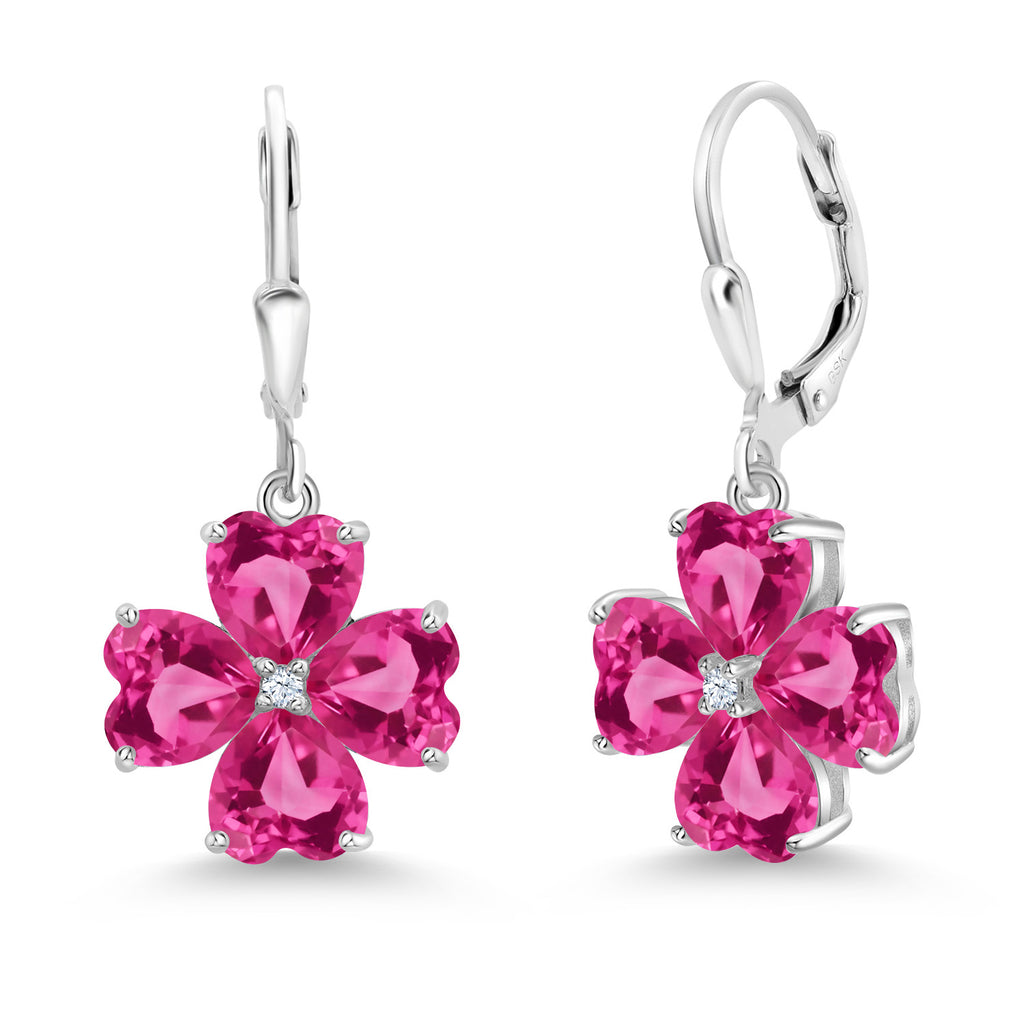Pink Created Sapphire - September_Earrings in 925 Sterling Silver
