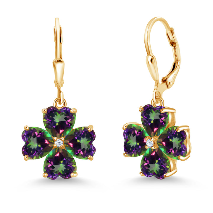 Green Mystic Topaz_Earrings in 925 Yellow Gold Plated Silver