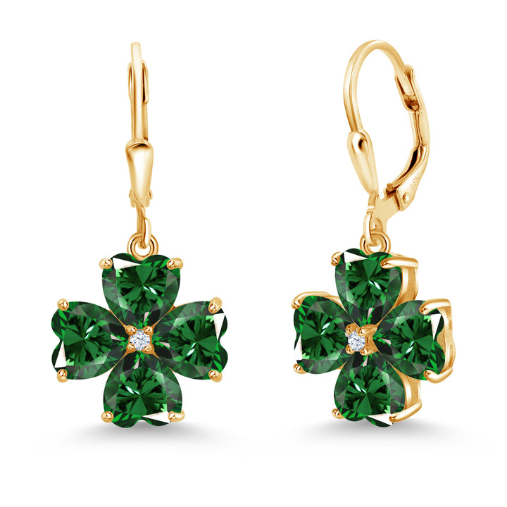 Nano Emerald - May_Earrings in 925 Yellow Gold Plated Silver