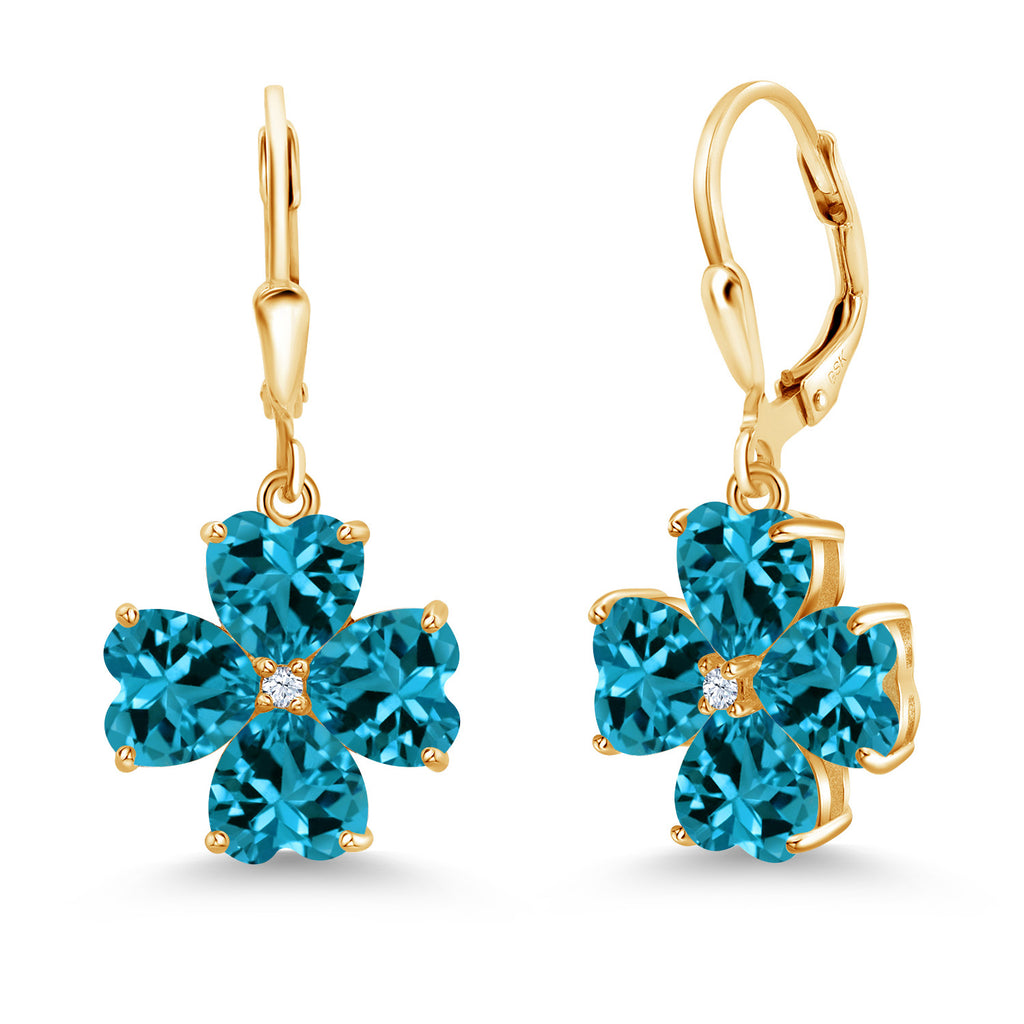London Blue Topaz - November_Earrings in 925 Yellow Gold Plated Silver