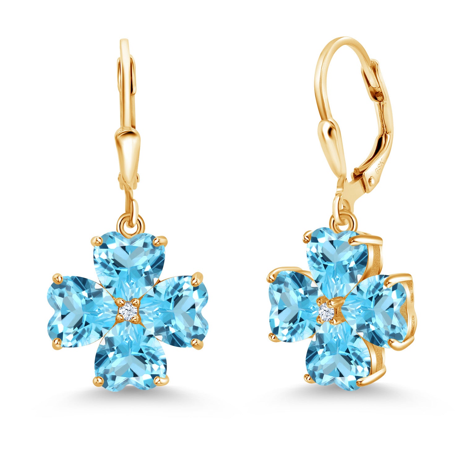 Swiss Blue Topaz - November_Earrings in 925 Yellow Gold Plated Silver