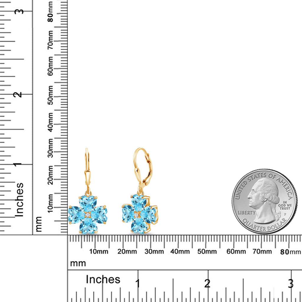Swiss Blue Topaz - November_Earrings in 925 Yellow Gold Plated Silver