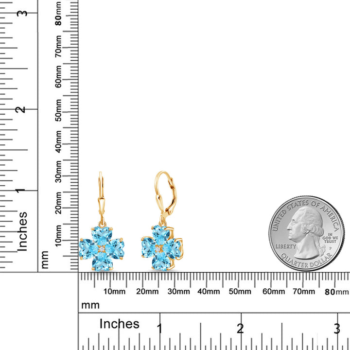 Swiss Blue Topaz - November_Earrings in 925 Yellow Gold Plated Silver