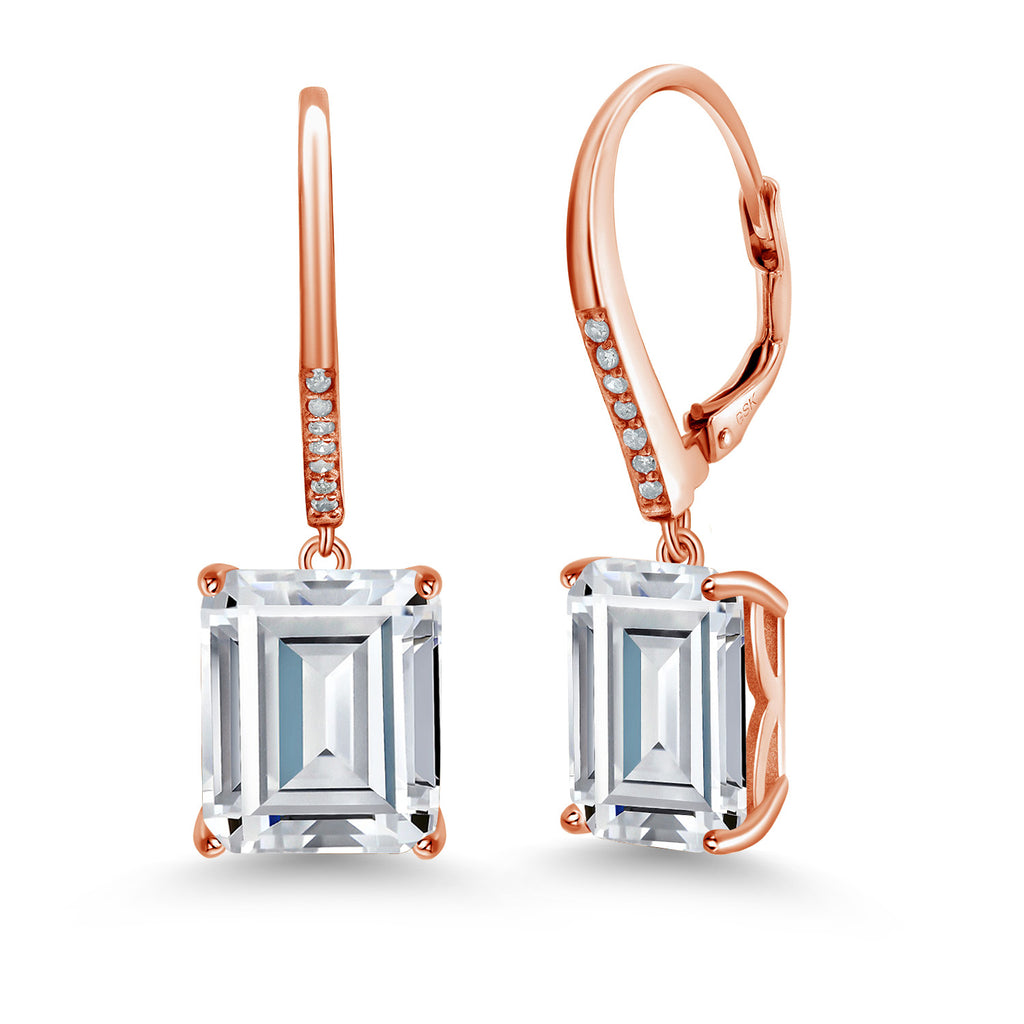 White Moissanite - April_925 Rose Gold Plated Silver_Earrings in 925 Rose Gold Plated Silver