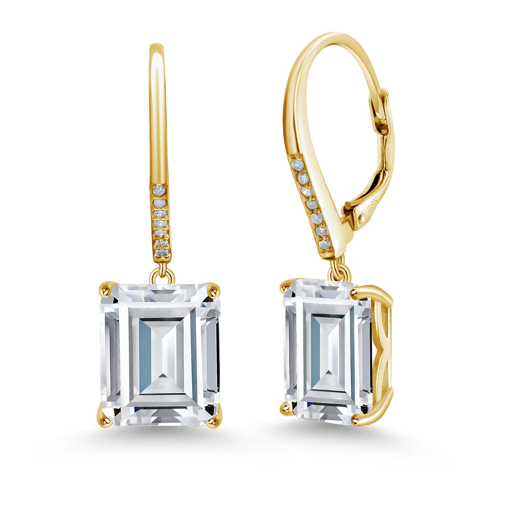White Moissanite - April_925 Yellow Gold Plated Silver_Earrings in 925 Yellow Gold Plated Silver