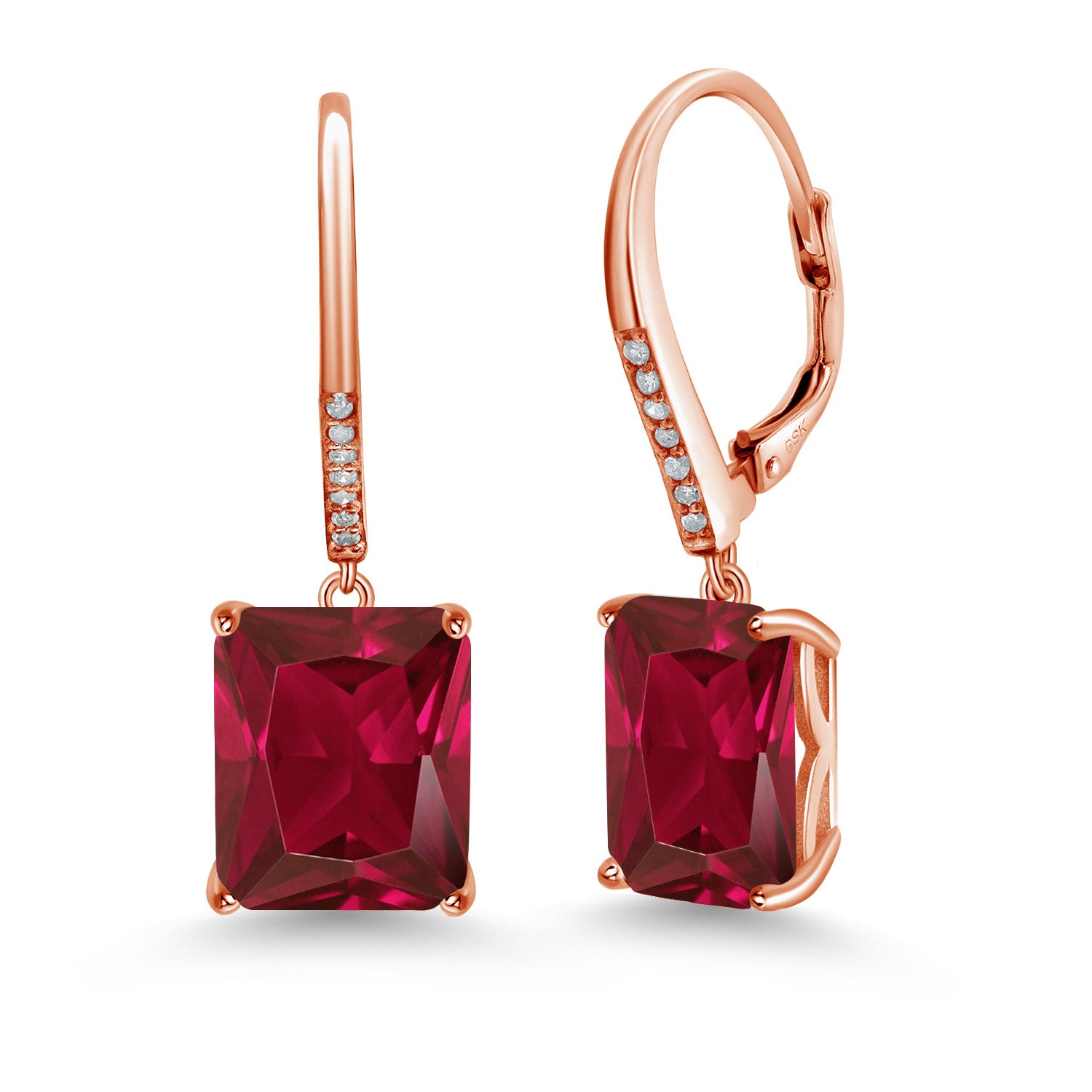 Red Created Ruby - July_925 Rose Gold Plated Silver_Earrings in 925 Rose Gold Plated Silver