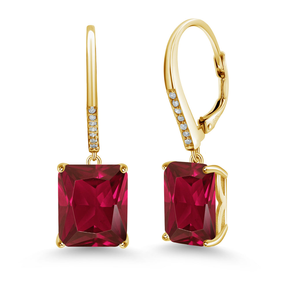 Red Created Ruby - July_925 Yellow Gold Plated Silver_Earrings in 925 Yellow Gold Plated Silver