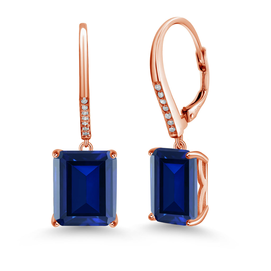 Blue Created Sapphire - September_925 Rose Gold Plated Silver_Earrings in 925 Rose Gold Plated Silver