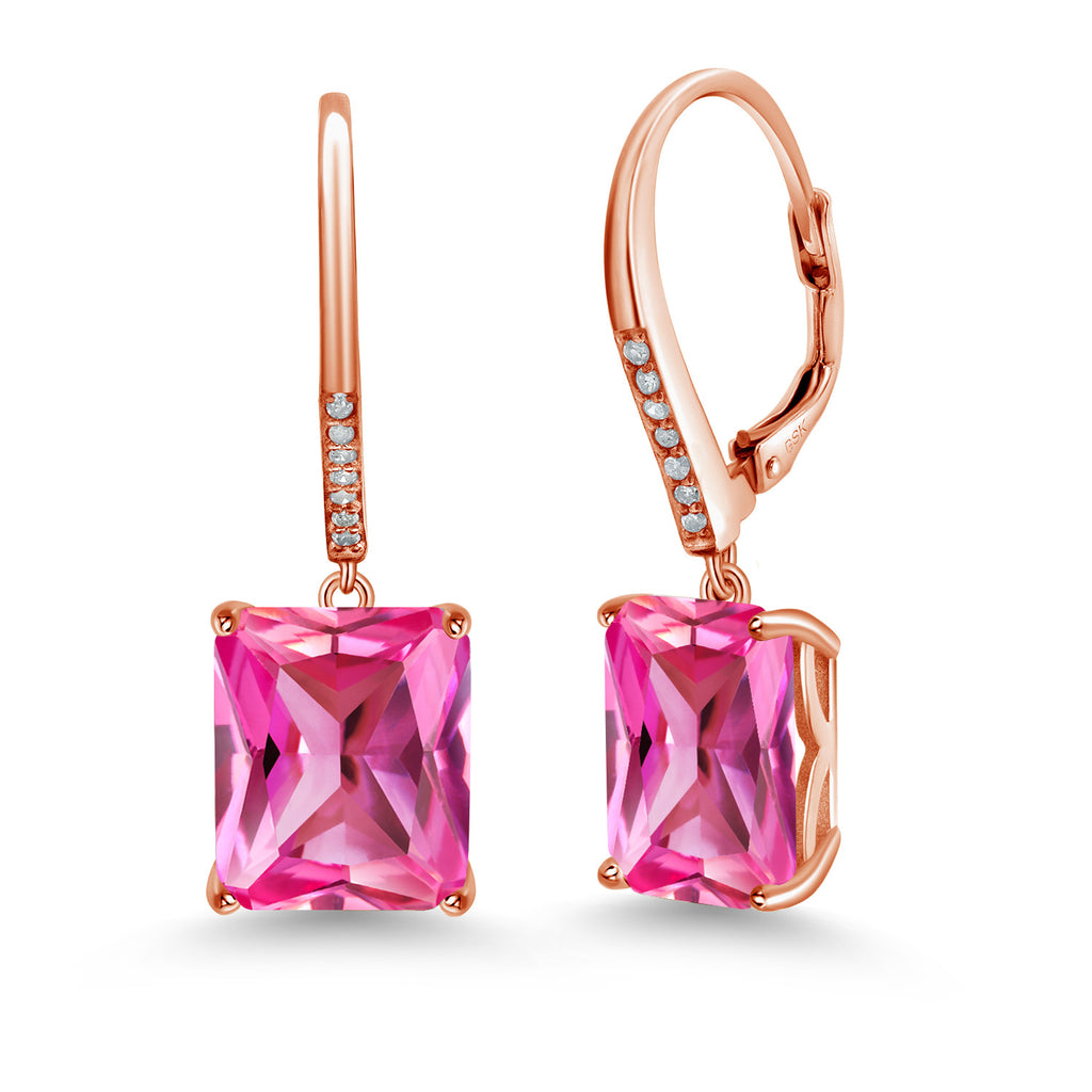 Pink Created Sapphire - September_925 Rose Gold Plated Silver_Earrings in 925 Rose Gold Plated Silver