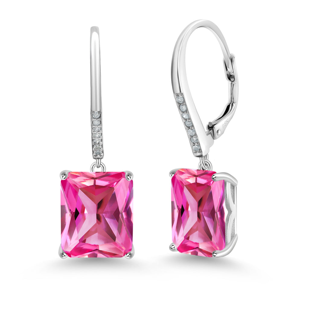 Pink Created Sapphire - September_925 Sterling Silver_Earrings in 925 Sterling Silver