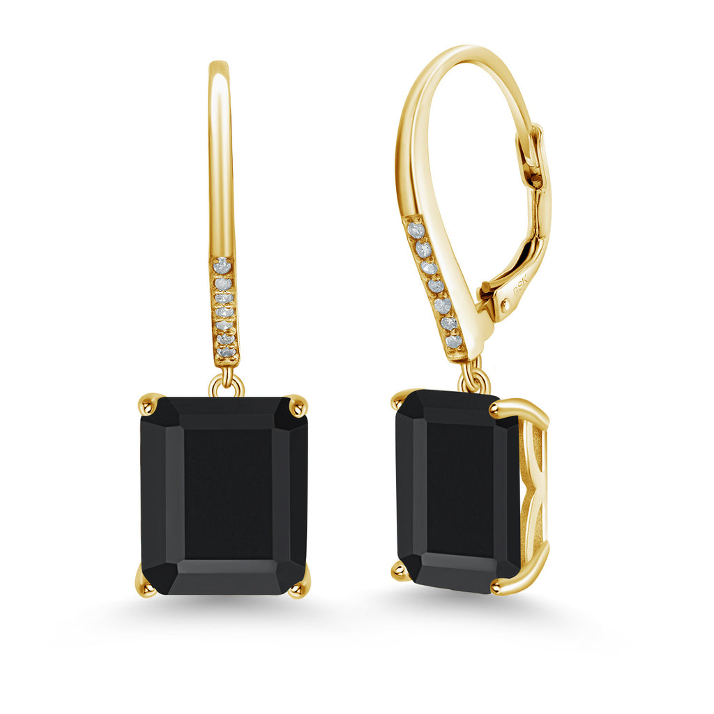 Onyx - December_925 Yellow Gold Plated Silver_Earrings in 925 Yellow Gold Plated Silver