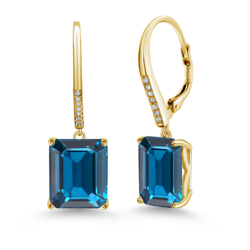 London Blue Topaz - November_925 Yellow Gold Plated Silver_Earrings in 925 Yellow Gold Plated Silver