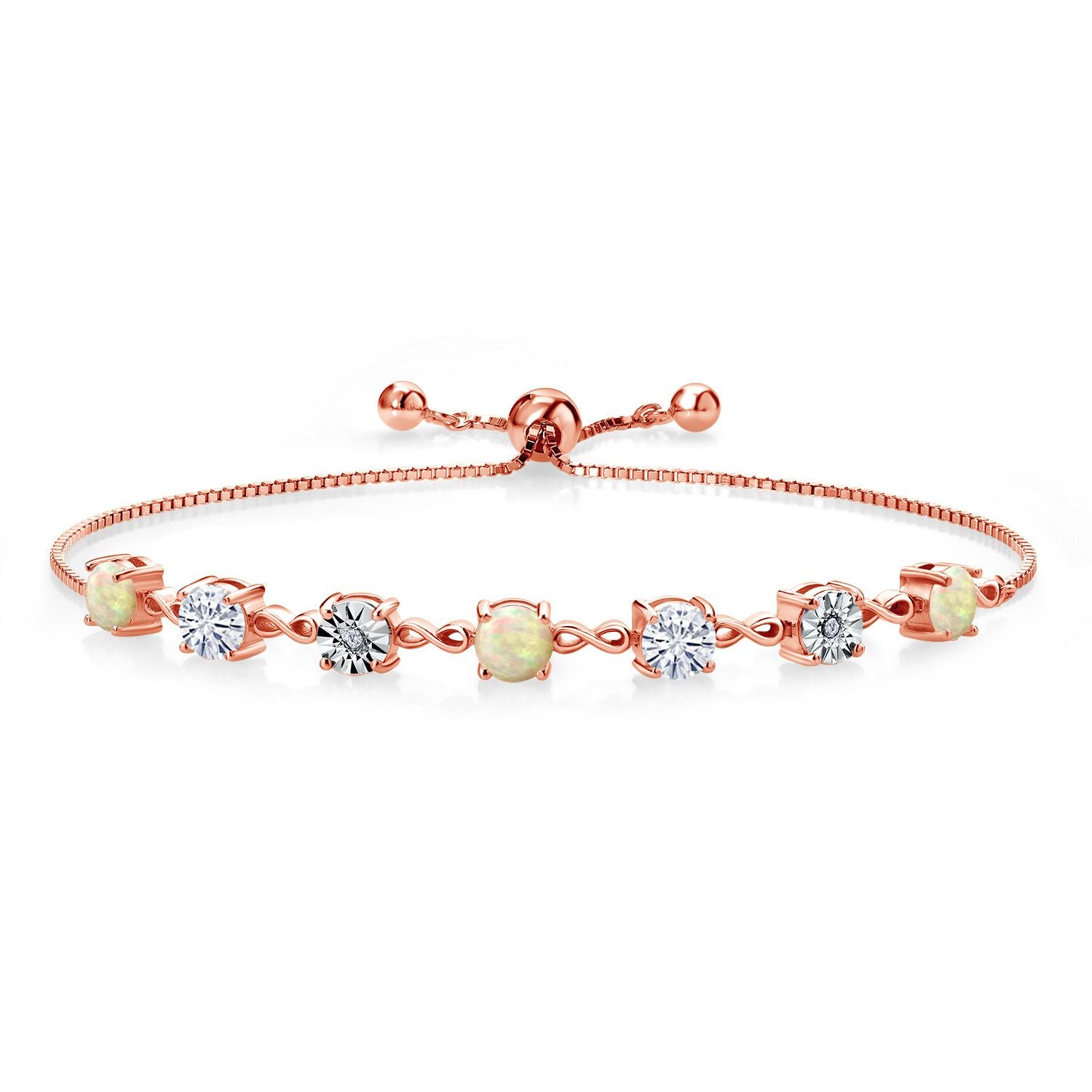 Ethiopian Opal-Cabochon - October_925 Rose Gold Plated Silver_Bracelet in 925 Rose Gold Plated Silver