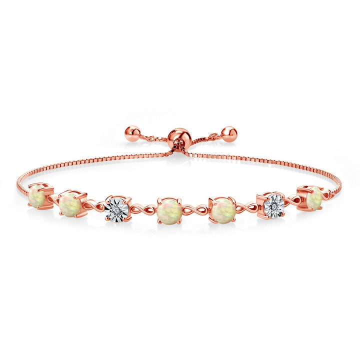 Gem Stone King 925 Sterling Silver Infinity Tennis Bracelet for Women | Gemstone Birthstone and White Lab Grown Diamond | Round 5MM and 1MM Accents| Adjustable Bolo to 9 Inch | Easy-On Easy-Off