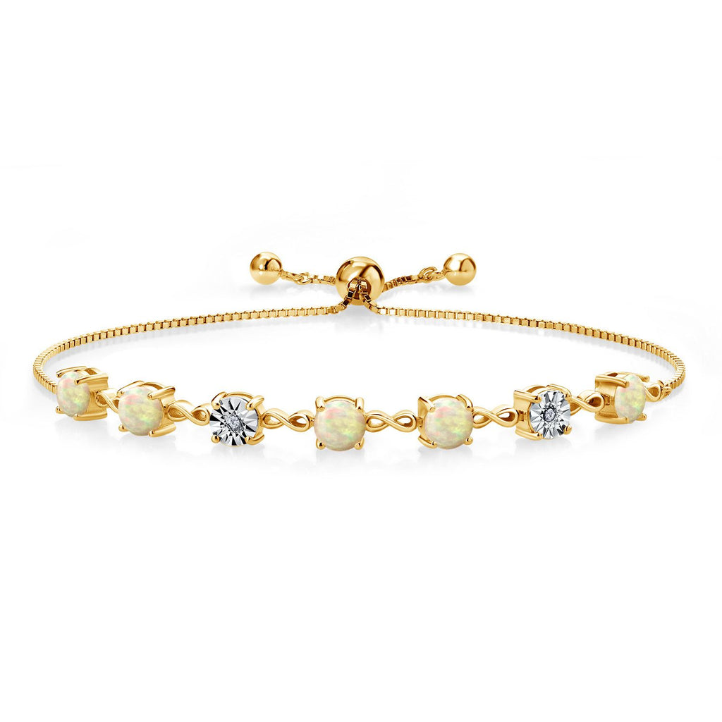 Ethiopian Opal-Cabochon - October_925 Yellow Gold Plated Silver_Bracelet in 925 Yellow Gold Plated Silver
