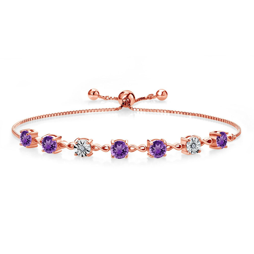 Amethyst - February_925 Rose Gold Plated Silver_Bracelet in 925 Rose Gold Plated Silver