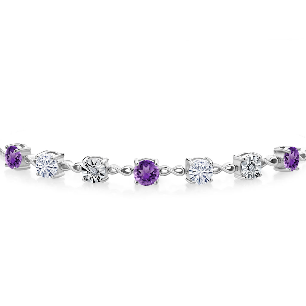 Purple - Near Colorless (GH) and G - H_925 Sterling Silver_Bracelet in 925 Sterling Silver