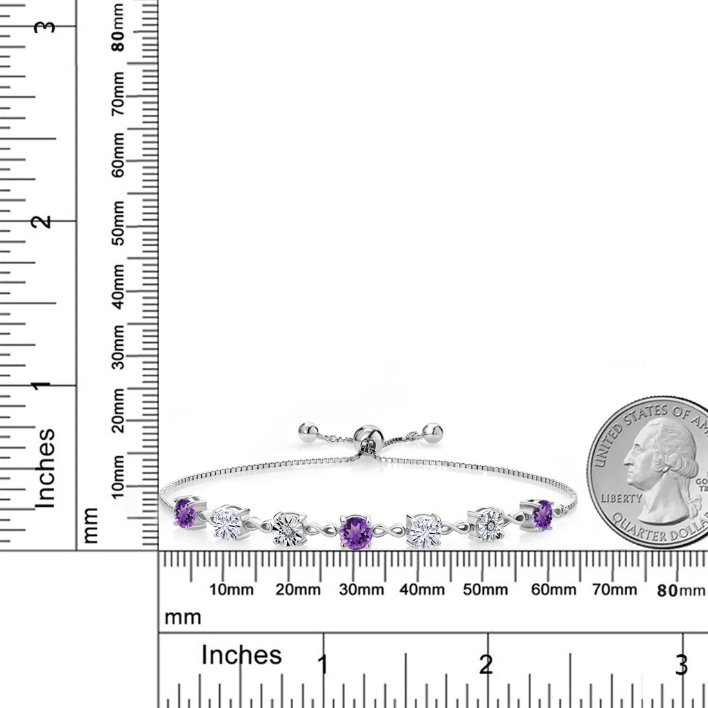 Purple - Near Colorless (GH) and G - H_925 Sterling Silver_Bracelet in 925 Sterling Silver