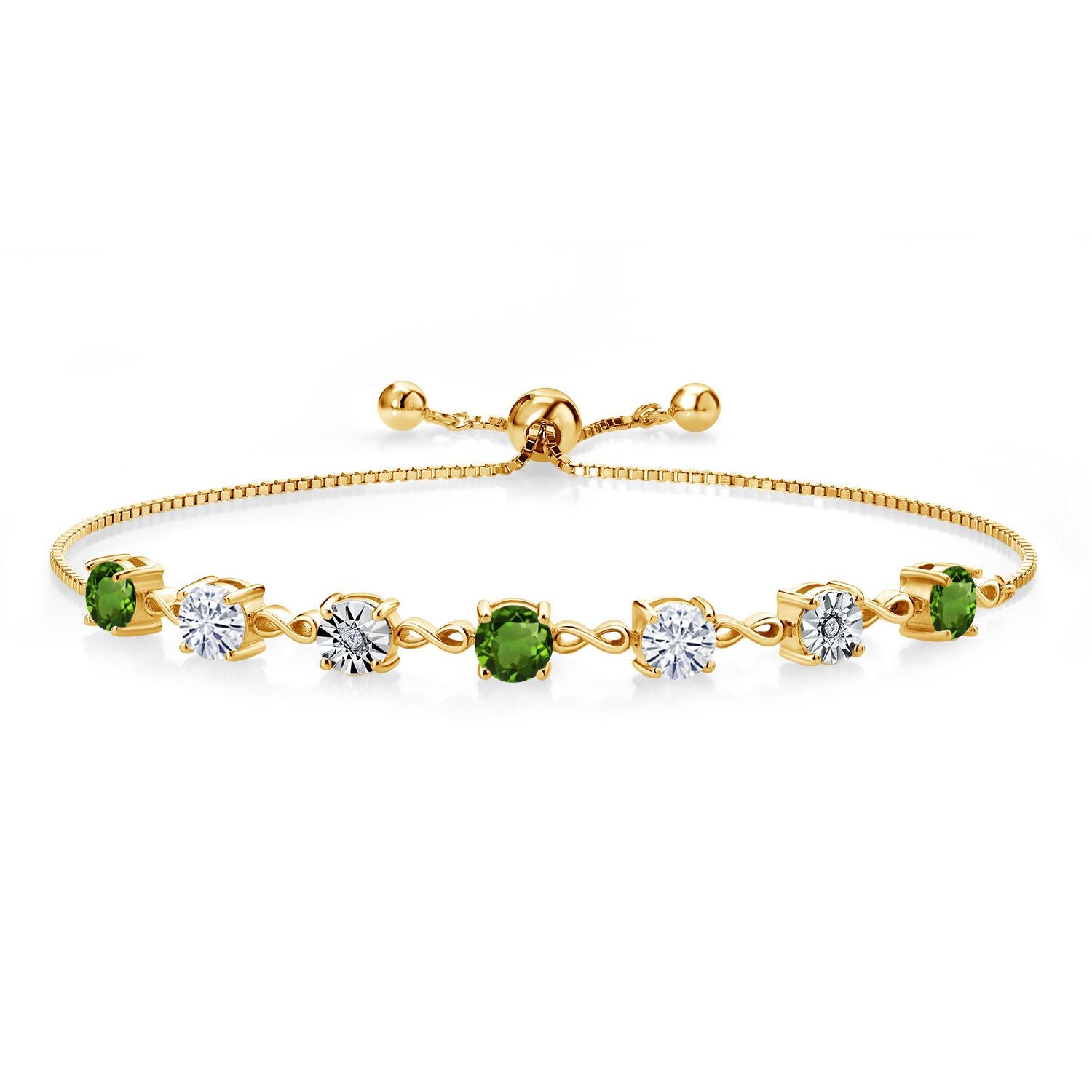 Chrome Diopside_925 Yellow Gold Plated Silver_Bracelet in 925 Yellow Gold Plated Silver