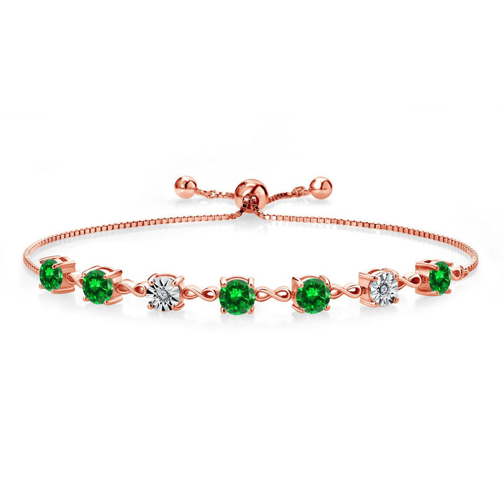 Gem Stone King 925 Sterling Silver Infinity Tennis Bracelet for Women | Gemstone Birthstone and White Lab Grown Diamond | Round 5MM and 1MM Accents| Adjustable Bolo to 9 Inch | Easy-On Easy-Off
