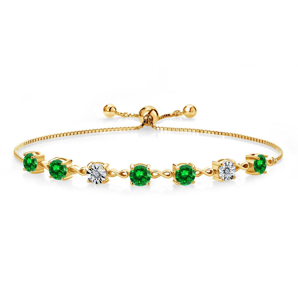 Created Emerald - May_925 Yellow Gold Plated Silver_Bracelet in 925 Yellow Gold Plated Silver