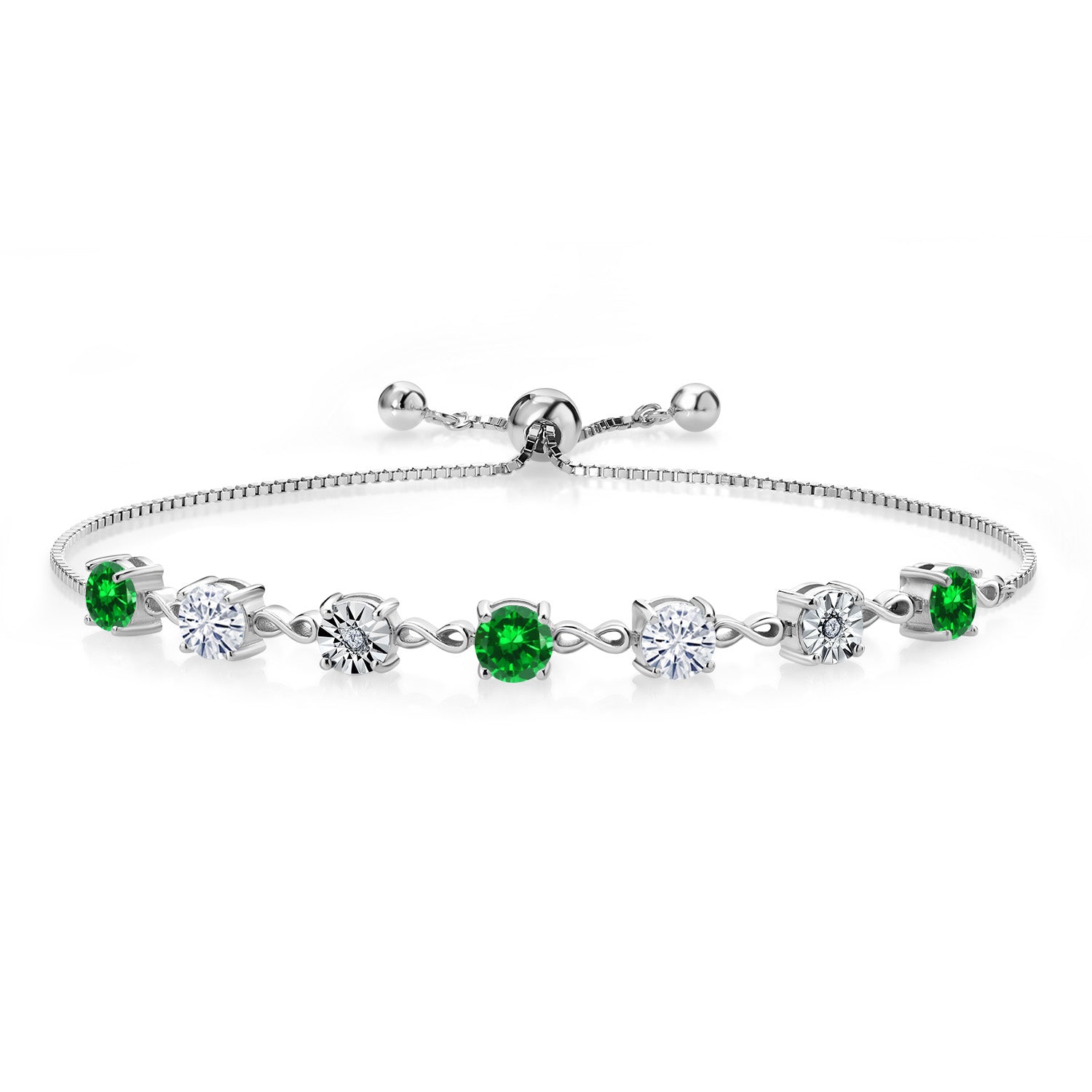 Created Emerald - May_925 Sterling Silver_Bracelet in 925 Sterling Silver