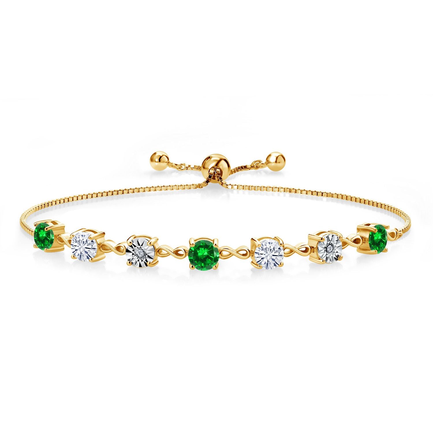 Created Emerald - May_925 Yellow Gold Plated Silver_Bracelet in 925 Yellow Gold Plated Silver