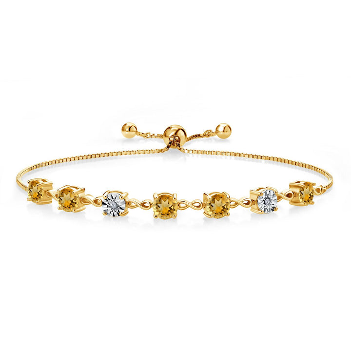 Gem Stone King 925 Sterling Silver Infinity Tennis Bracelet for Women | Gemstone Birthstone and White Lab Grown Diamond | Round 5MM and 1MM Accents| Adjustable Bolo to 9 Inch | Easy-On Easy-Off