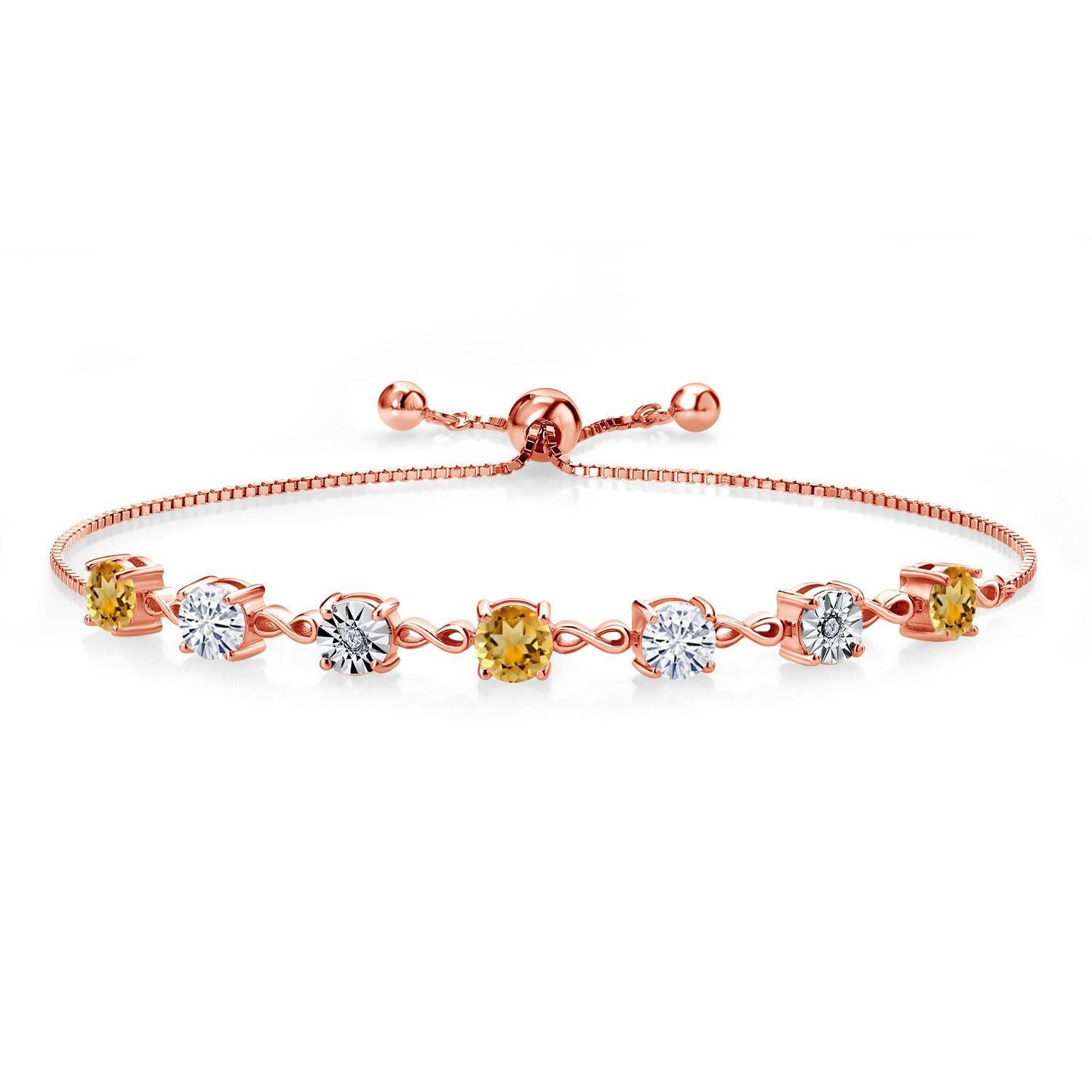 Citrine - November_925 Rose Gold Plated Silver_Bracelet in 925 Rose Gold Plated Silver