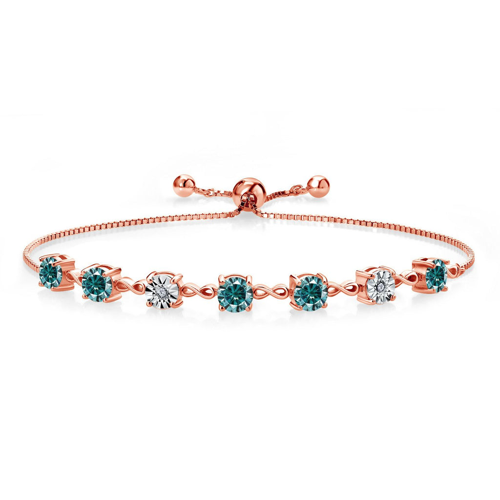 Gem Stone King 925 Sterling Silver Infinity Tennis Bracelet for Women | Gemstone Birthstone and White Lab Grown Diamond | Round 5MM and 1MM Accents| Adjustable Bolo to 9 Inch | Easy-On Easy-Off