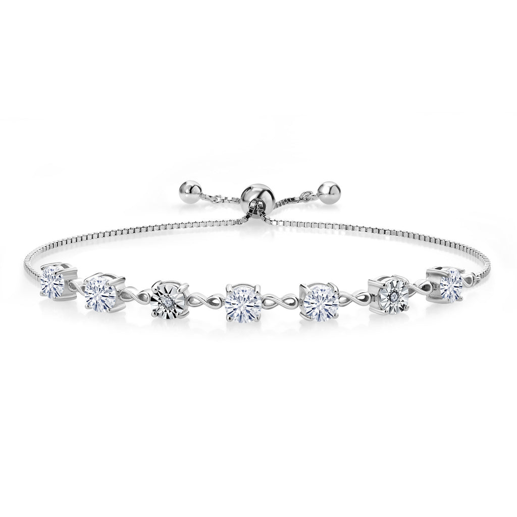 White Moissanite - April_925 Sterling Silver_Bracelet in 925 Sterling Silver