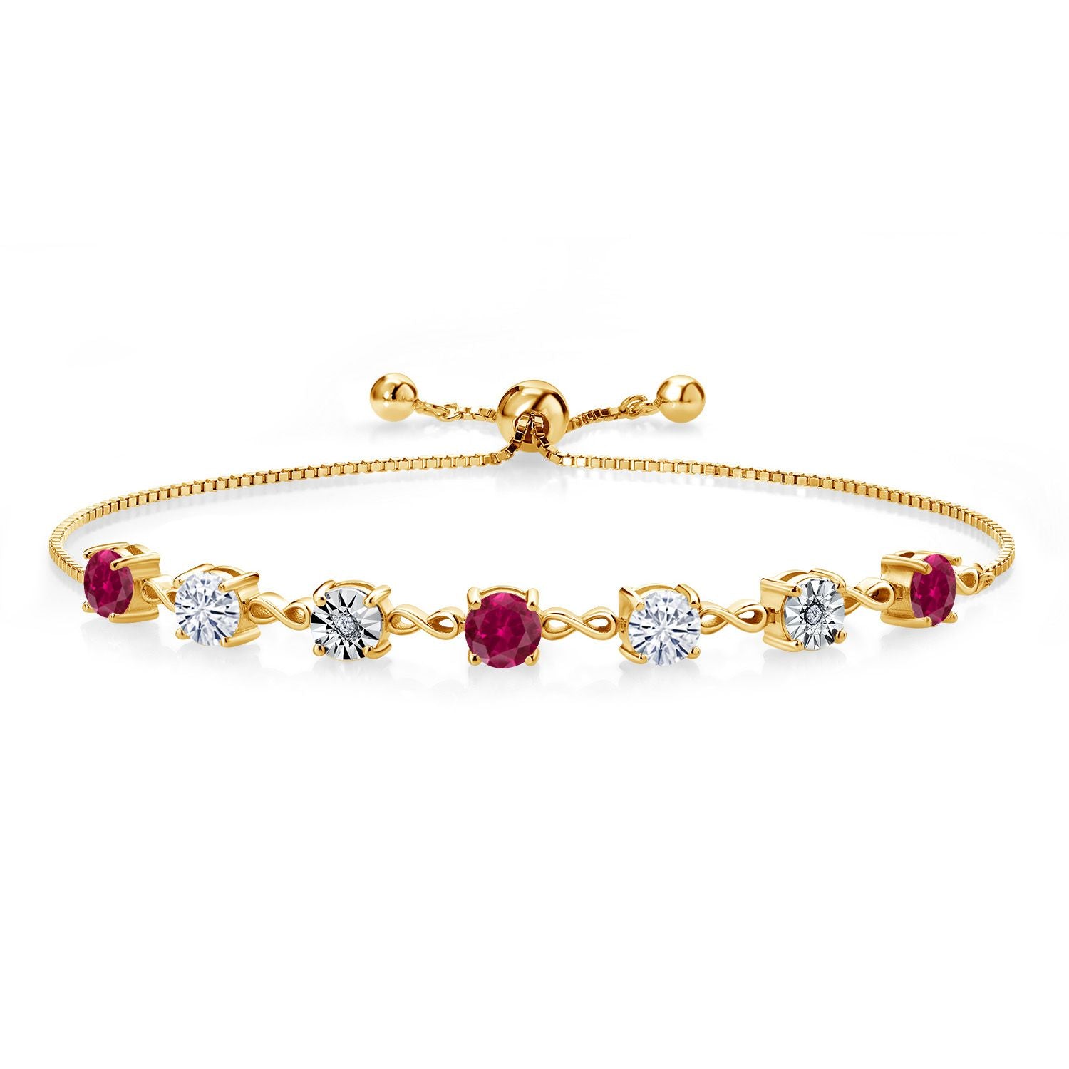Created Ruby - July_925 Yellow Gold Plated Silver_Bracelet in 925 Yellow Gold Plated Silver