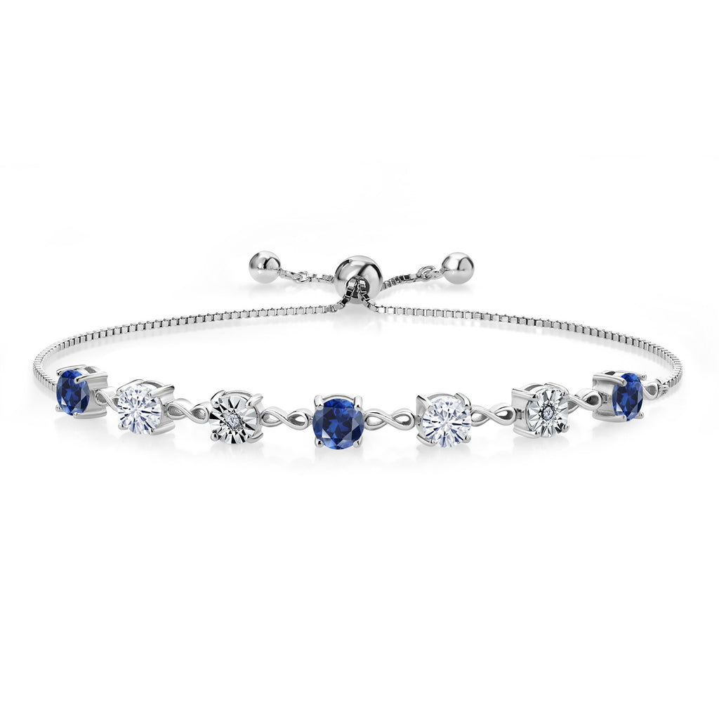 Blue Created Sapphire - September_925 Sterling Silver_Bracelet in 925 Sterling Silver