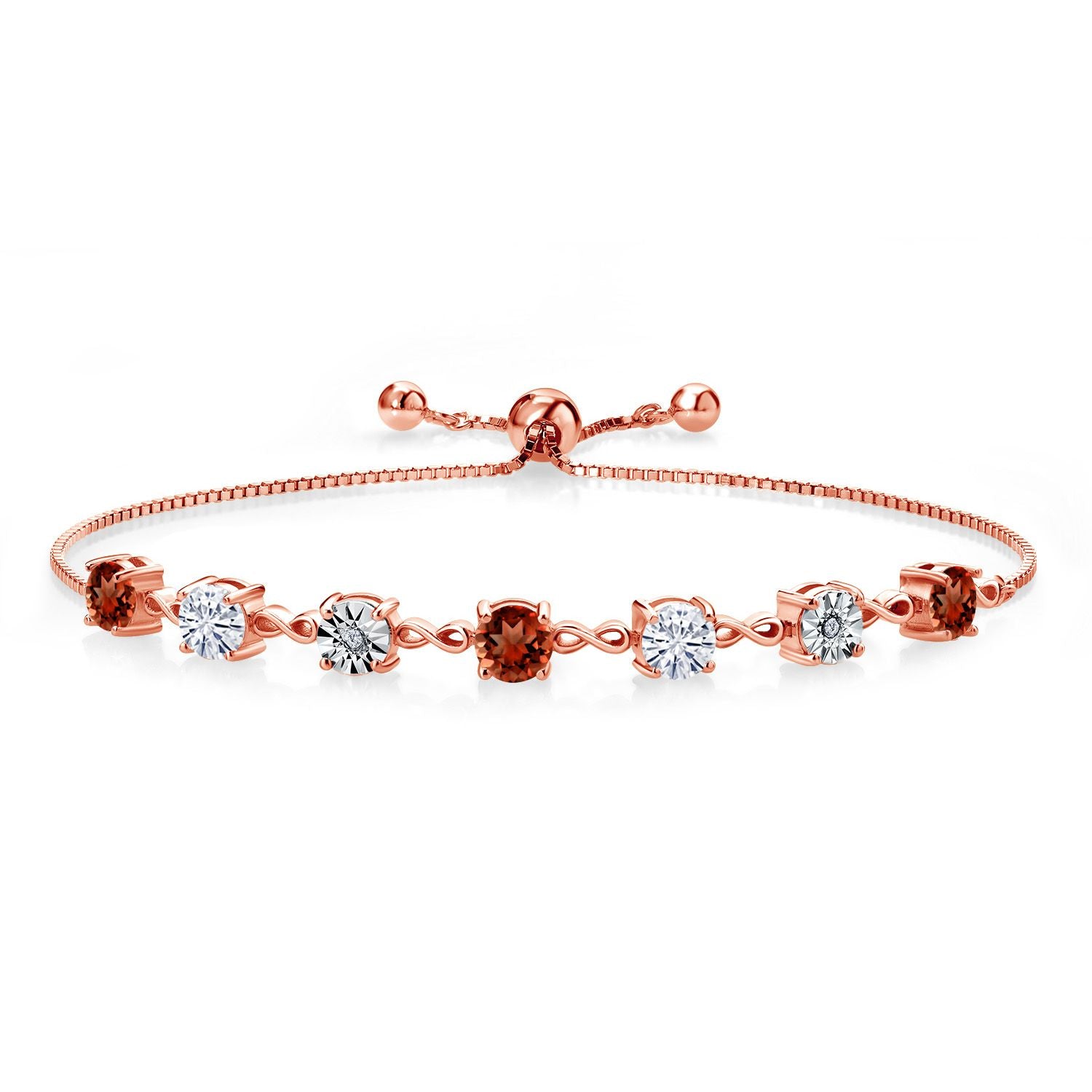 Garnet - January_925 Rose Gold Plated Silver_Bracelet in 925 Rose Gold Plated Silver