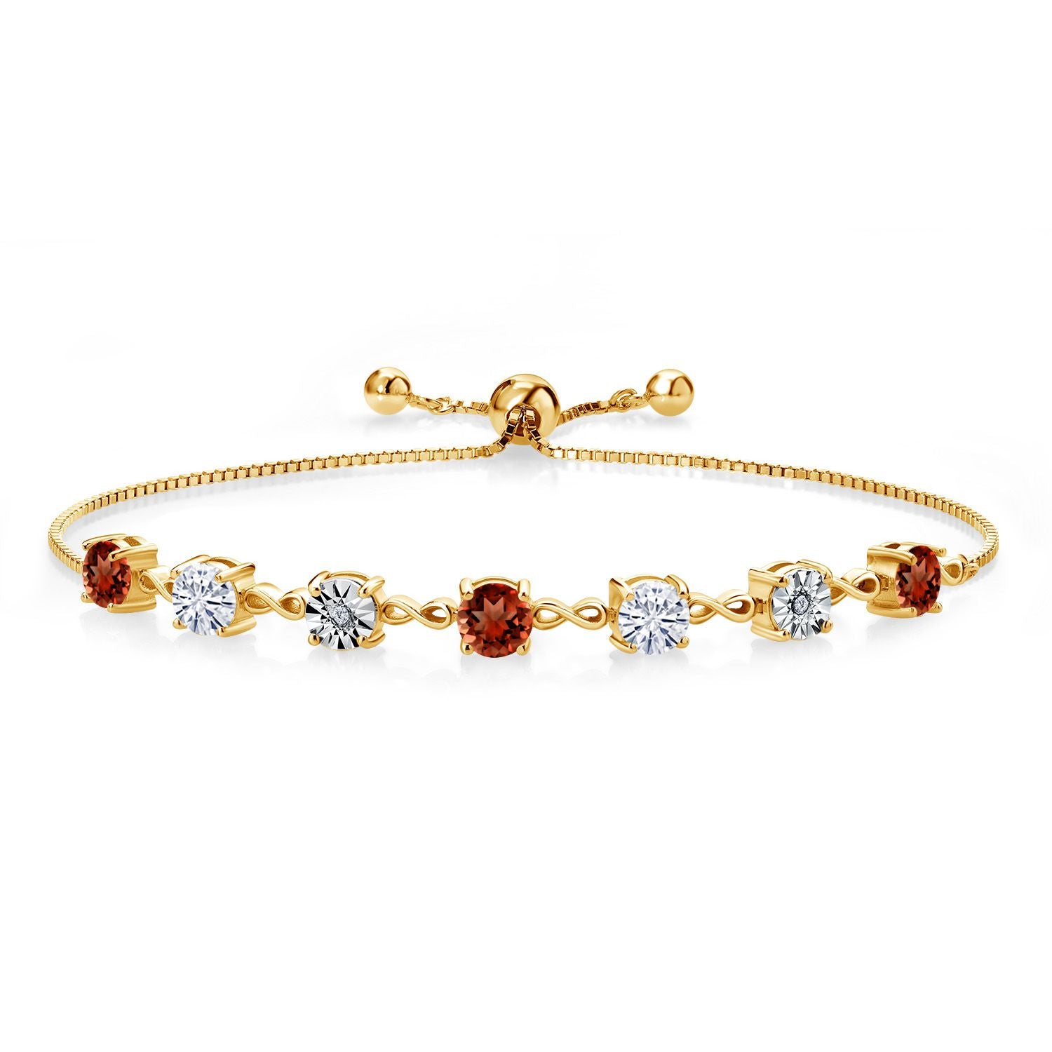 Garnet - January_925 Yellow Gold Plated Silver_Bracelet in 925 Yellow Gold Plated Silver