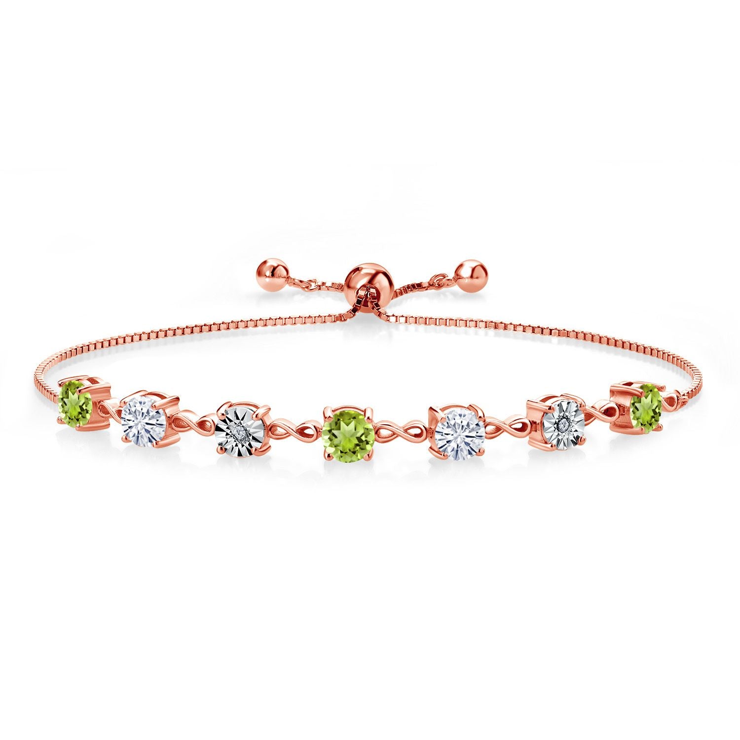 Peridot - August_925 Rose Gold Plated Silver_Bracelet in 925 Rose Gold Plated Silver