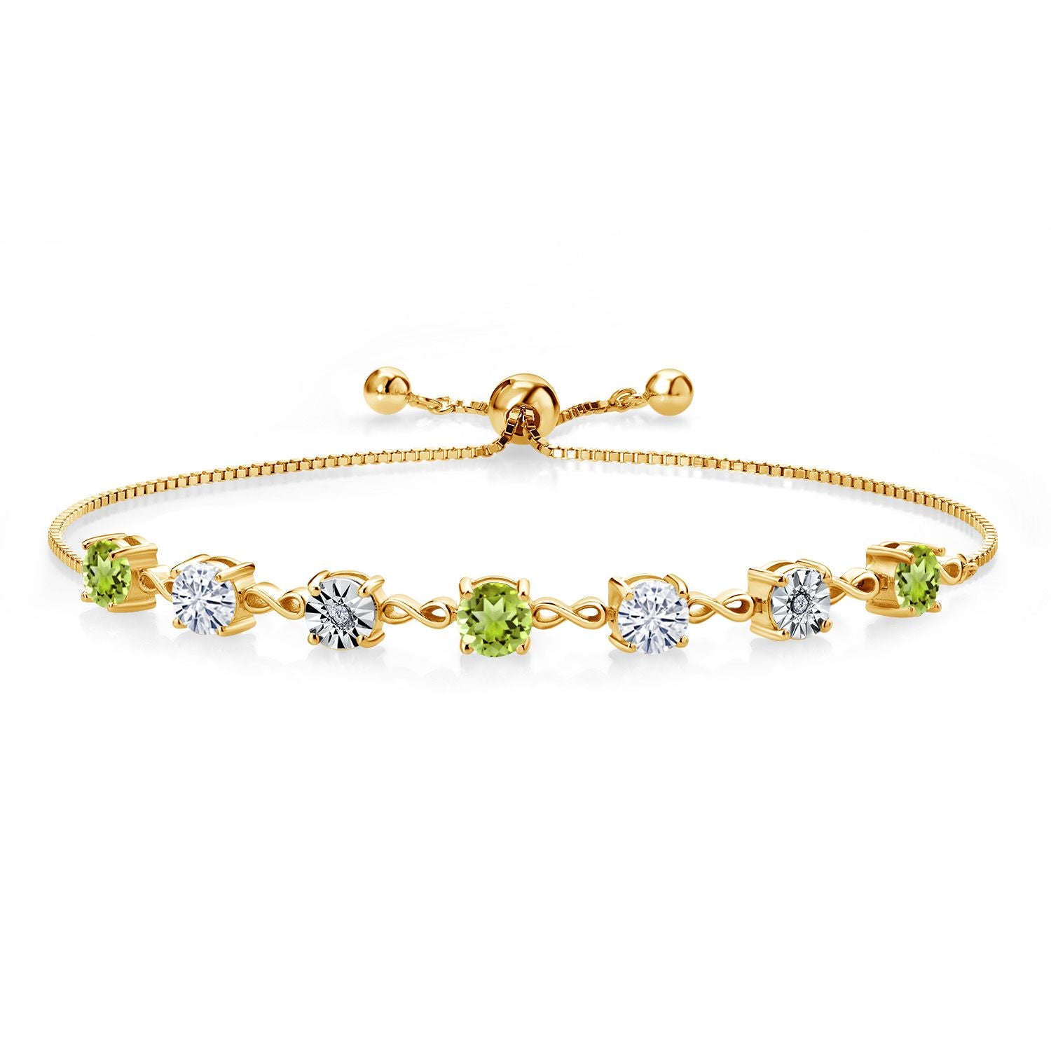 Peridot - August_925 Yellow Gold Plated Silver_Bracelet in 925 Yellow Gold Plated Silver