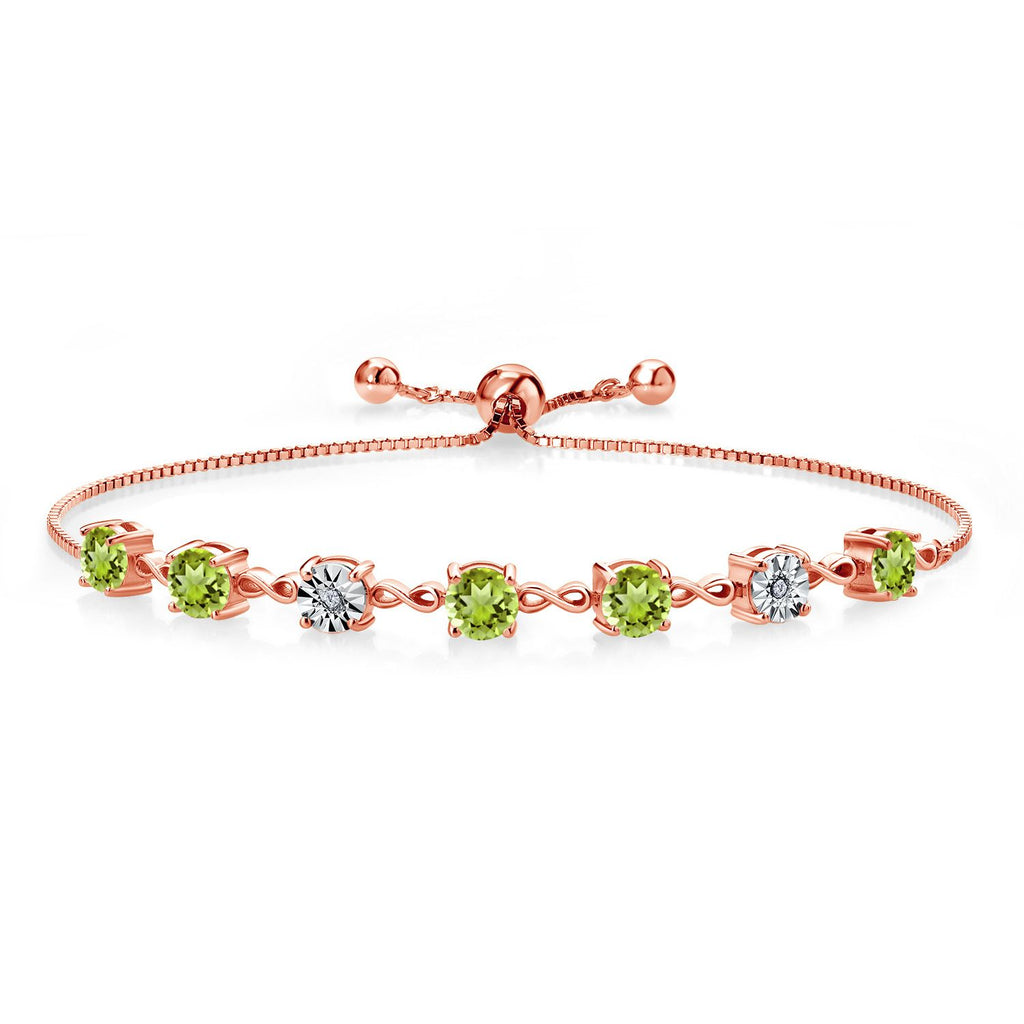 Peridot - August_925 Rose Gold Plated Silver_Bracelet in 925 Rose Gold Plated Silver