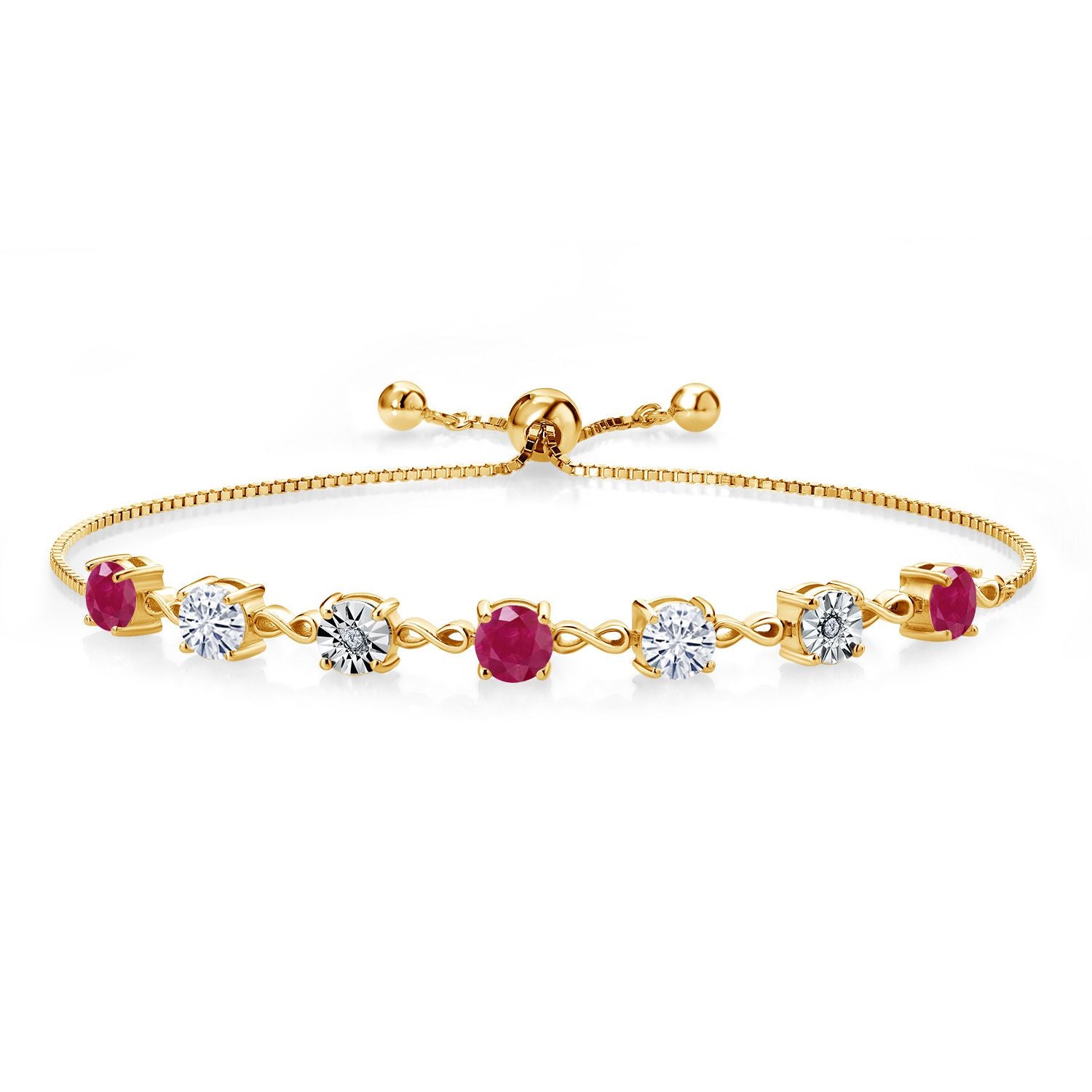 Ruby - July_925 Yellow Gold Plated Silver_Bracelet in 925 Yellow Gold Plated Silver