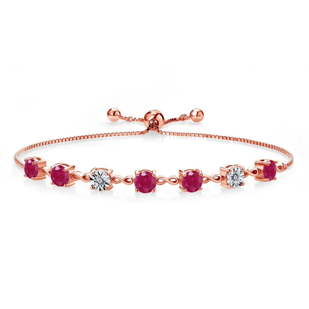 Gem Stone King 925 Sterling Silver Infinity Tennis Bracelet for Women | Gemstone Birthstone and White Lab Grown Diamond | Round 5MM and 1MM Accents| Adjustable Bolo to 9 Inch | Easy-On Easy-Off