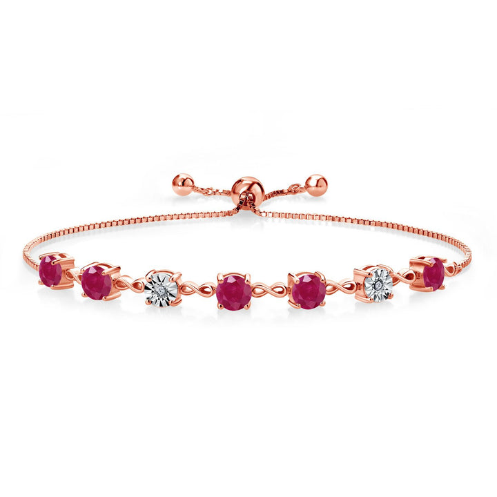 Gem Stone King 925 Sterling Silver Infinity Tennis Bracelet for Women | Gemstone Birthstone and White Lab Grown Diamond | Round 5MM and 1MM Accents| Adjustable Bolo to 9 Inch | Easy-On Easy-Off