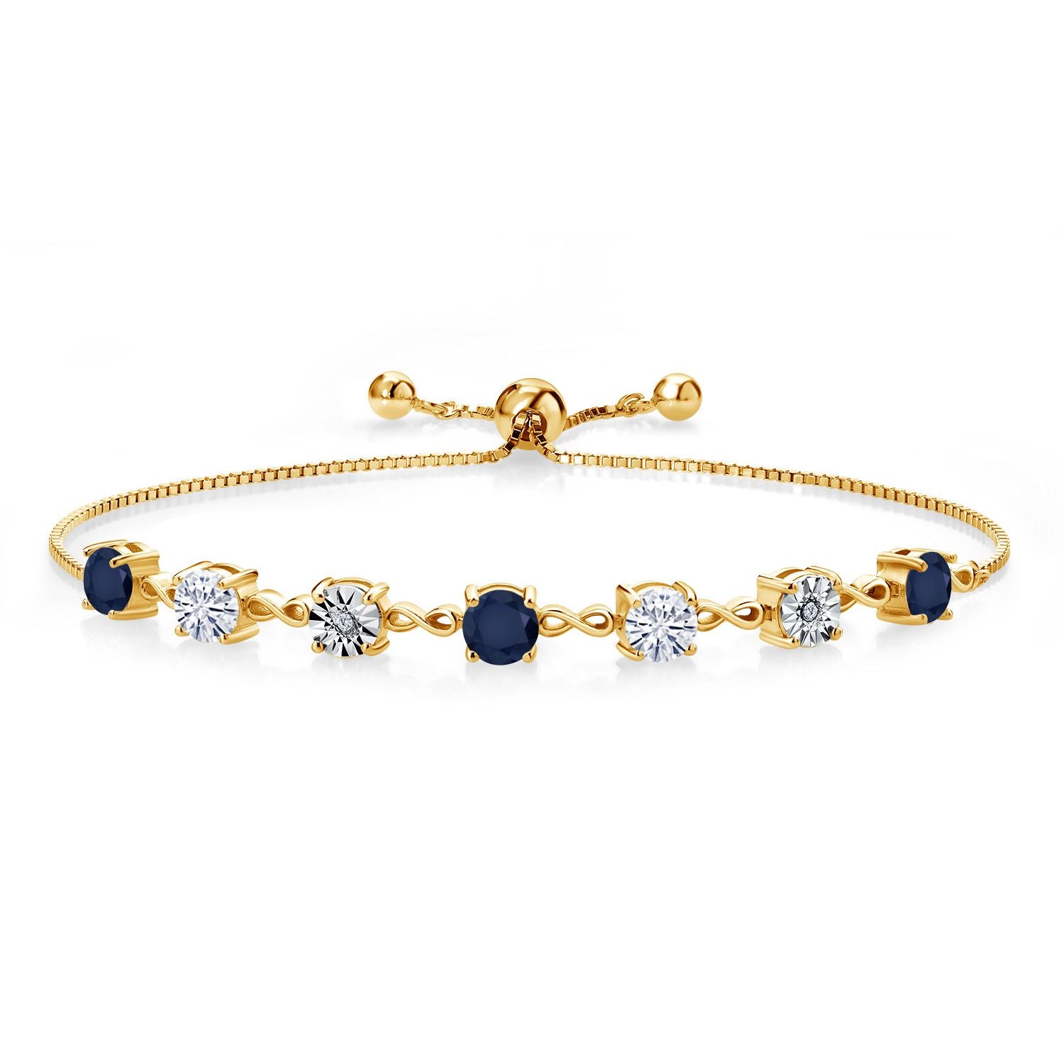 Blue Sapphire - September_925 Yellow Gold Plated Silver_Bracelet in 925 Yellow Gold Plated Silver