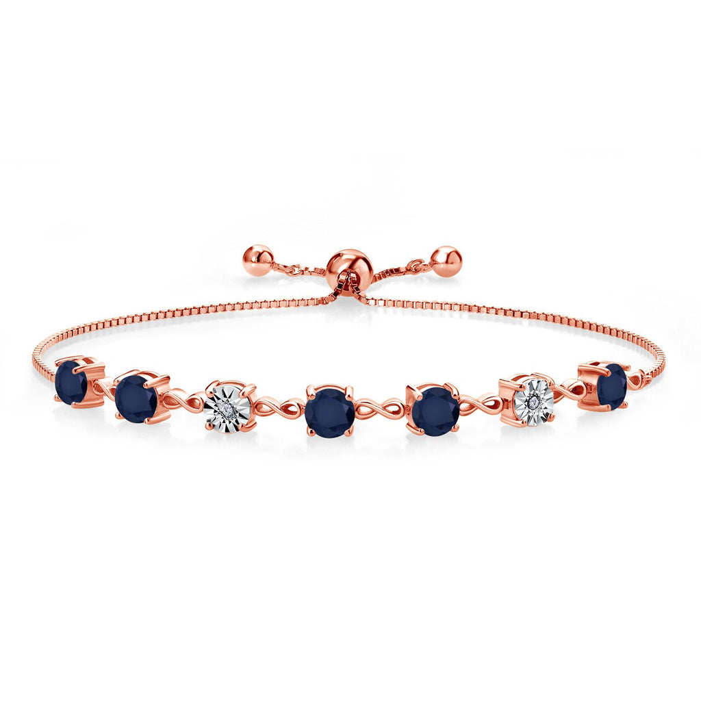 Blue Sapphire - September_925 Rose Gold Plated Silver_Bracelet in 925 Rose Gold Plated Silver