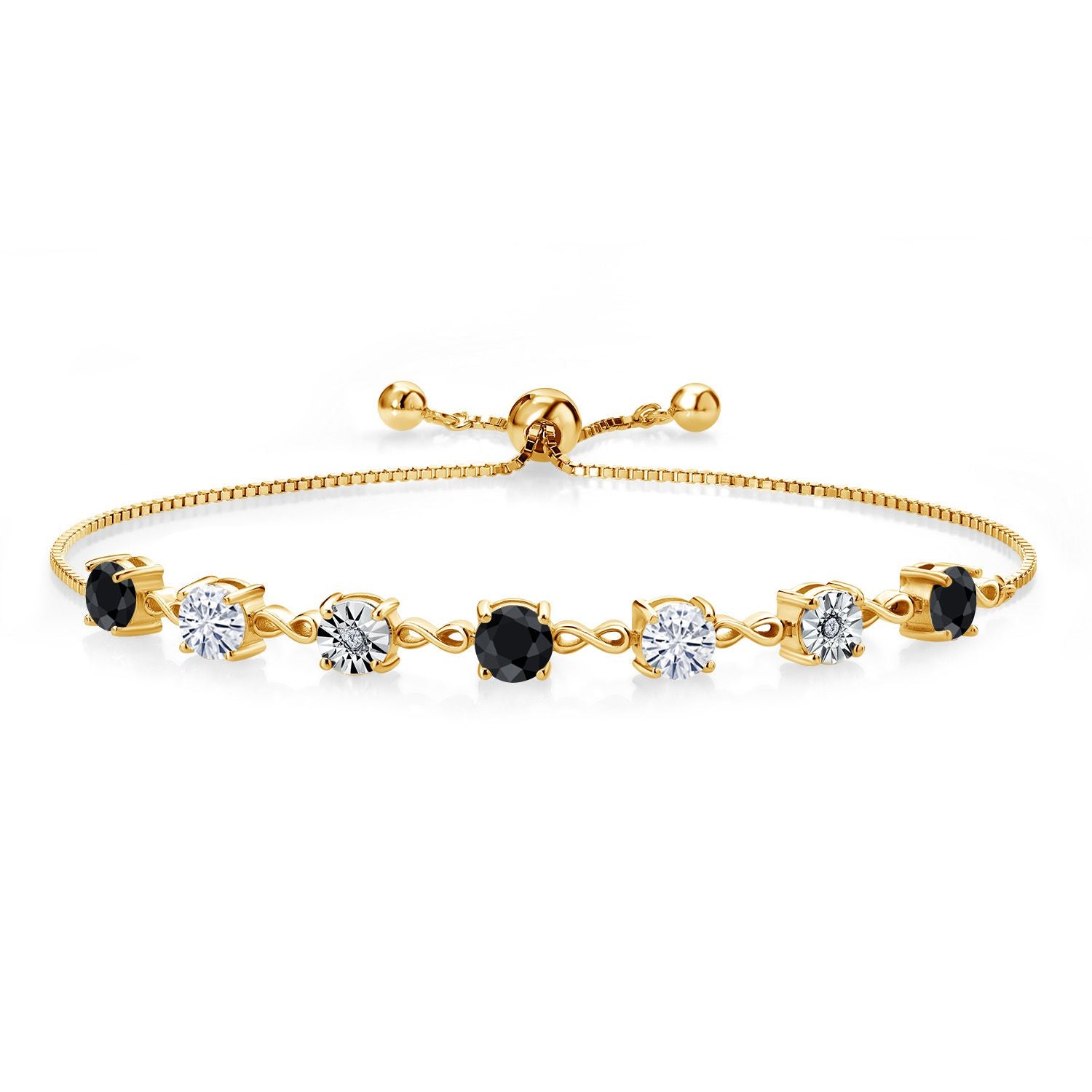 Black Sapphire - September_925 Yellow Gold Plated Silver_Bracelet in 925 Yellow Gold Plated Silver
