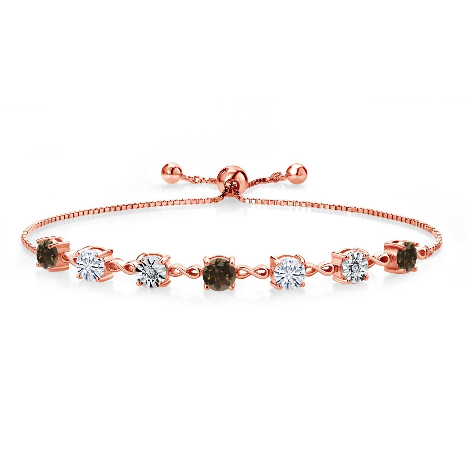 Smoky Quartz_925 Rose Gold Plated Silver_Bracelet in 925 Rose Gold Plated Silver