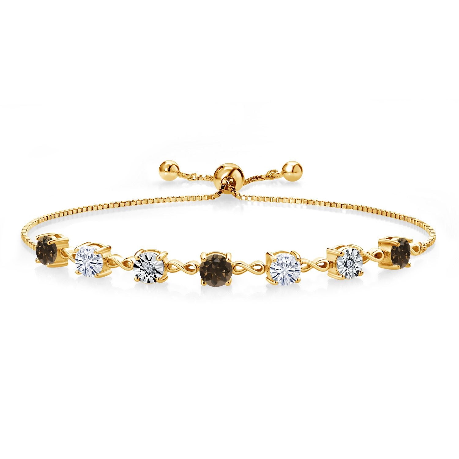 Smoky Quartz_925 Yellow Gold Plated Silver_Bracelet in 925 Yellow Gold Plated Silver
