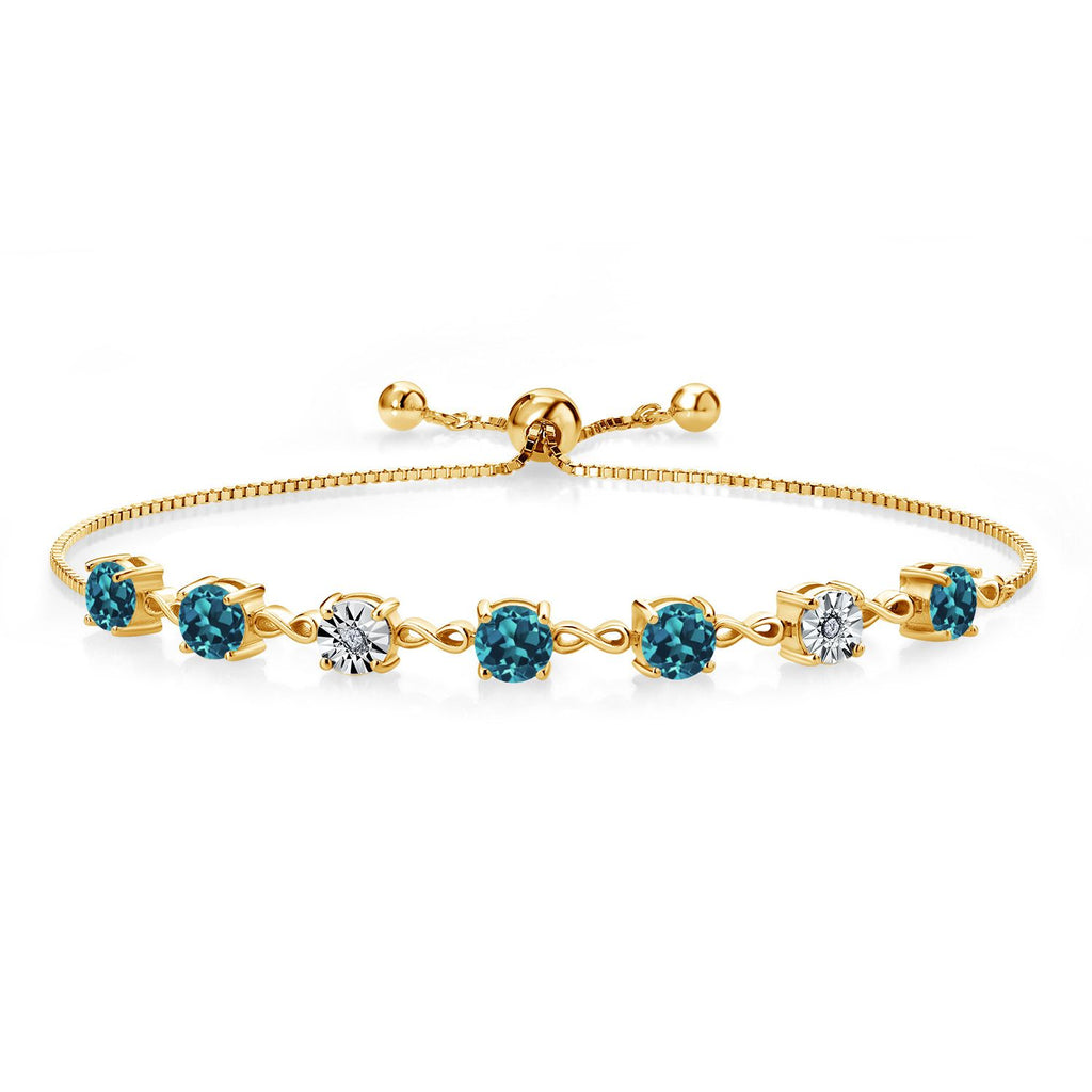 London Blue Topaz - November_925 Yellow Gold Plated Silver_Bracelet in 925 Yellow Gold Plated Silver