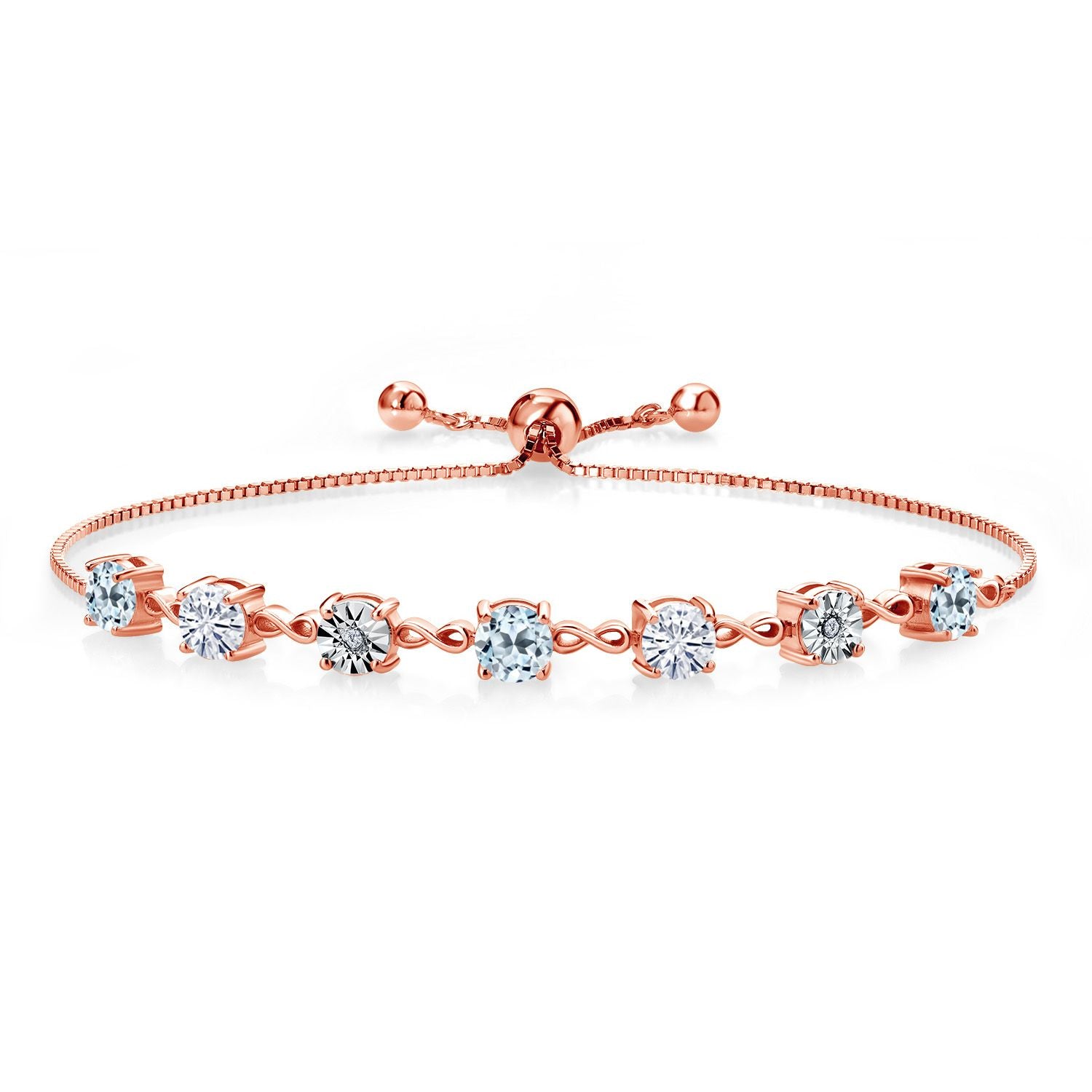 Sky Blue Topaz - November_925 Rose Gold Plated Silver_Bracelet in 925 Rose Gold Plated Silver