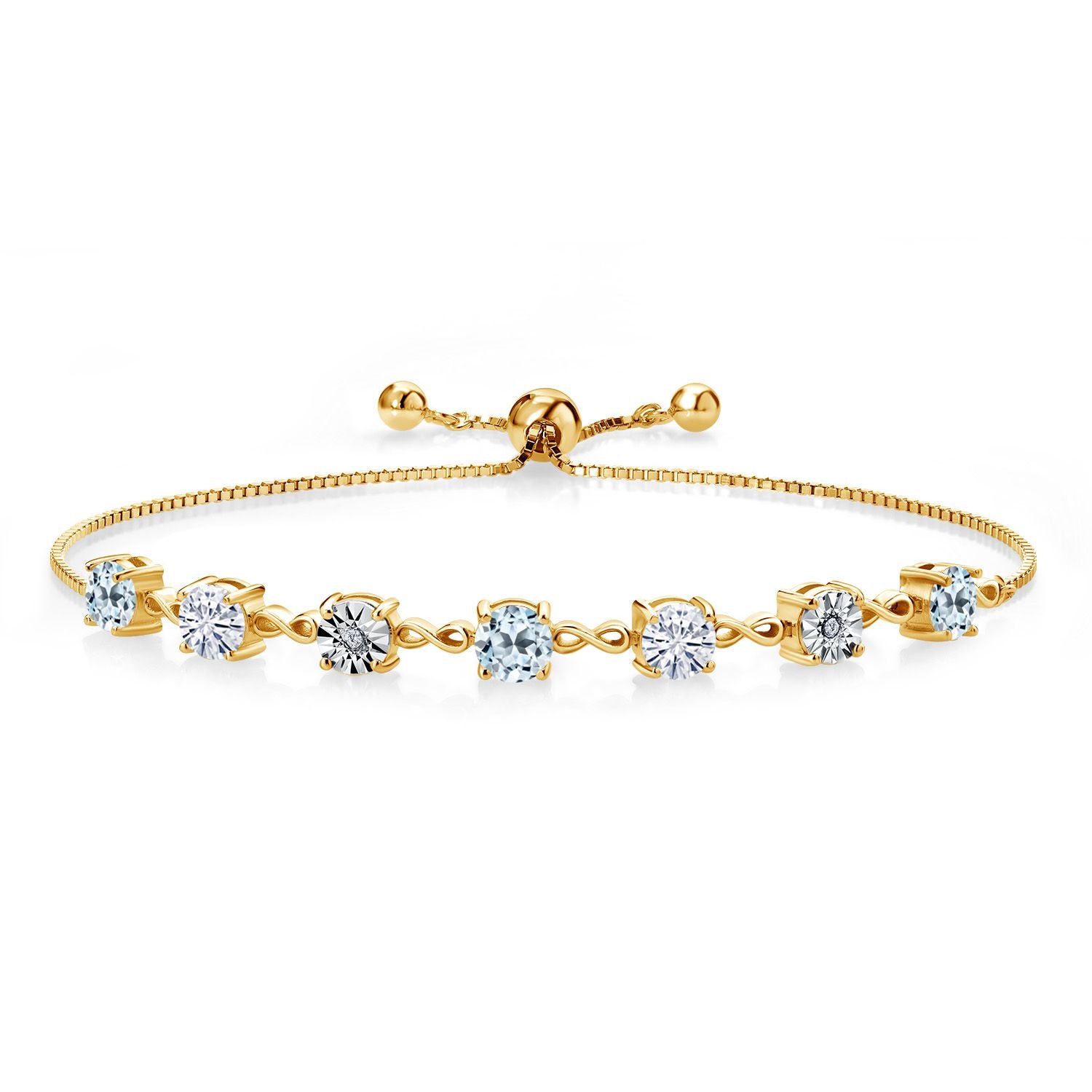 Sky Blue Topaz - November_925 Yellow Gold Plated Silver_Bracelet in 925 Yellow Gold Plated Silver